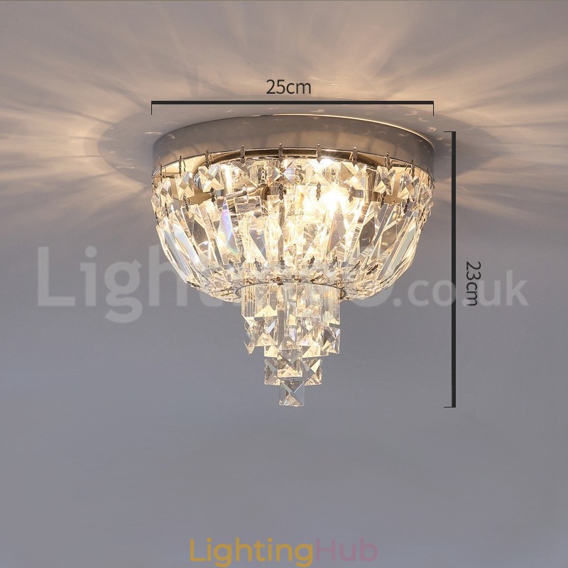 Contemporary Exquisite Round Flush Mount Crystal Ceiling Lights