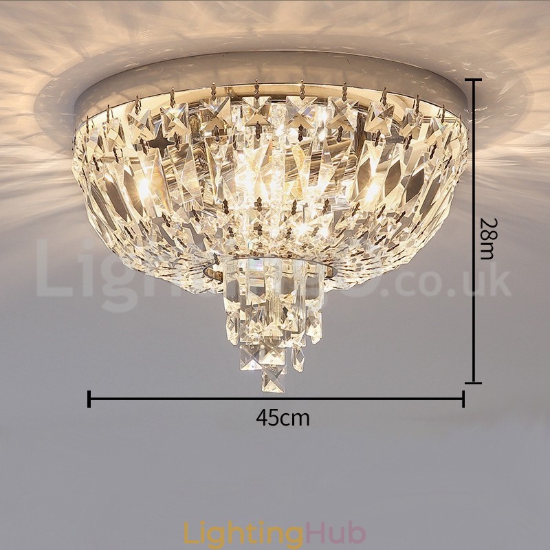 Contemporary Exquisite Round Flush Mount Crystal Ceiling Lights