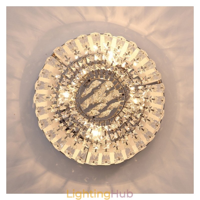 Contemporary Exquisite Round Flush Mount Crystal Ceiling Lights