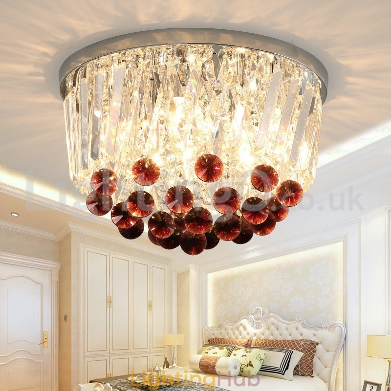 Contemporary Round Flush Mount Crystal Ceiling Lights
