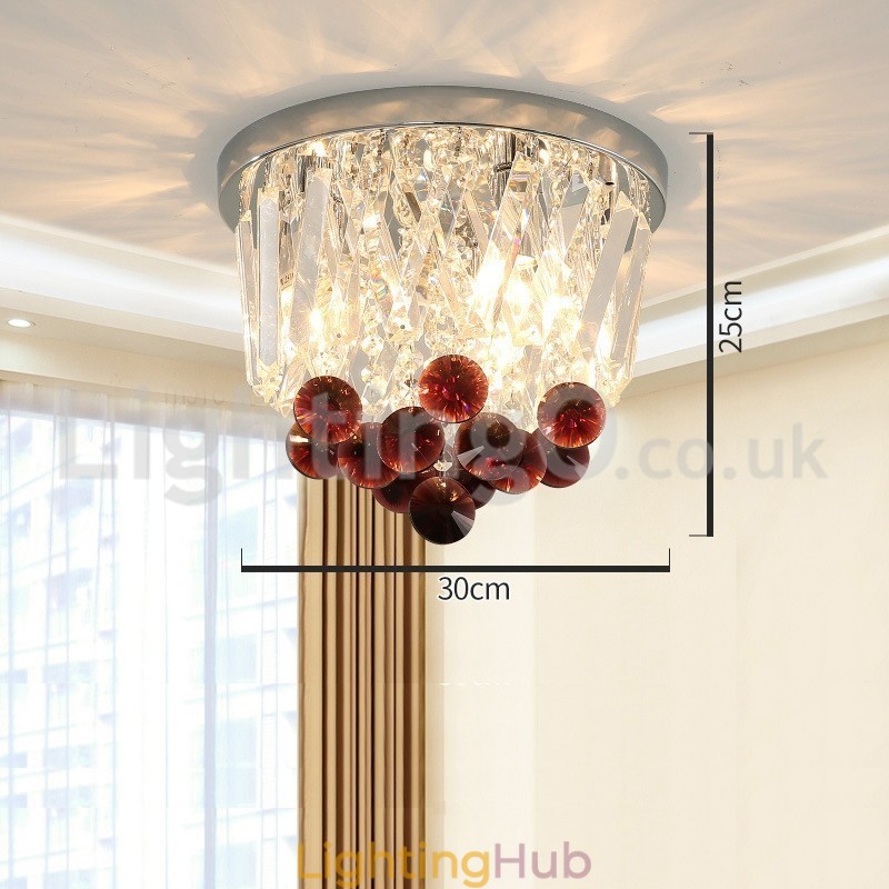 Contemporary Round Flush Mount Crystal Ceiling Lights