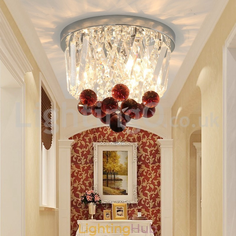 Contemporary Round Flush Mount Crystal Ceiling Lights