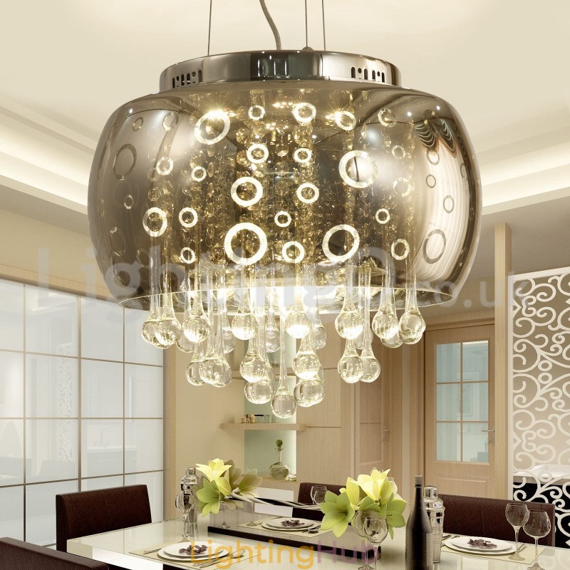 Modern 40CM Round Glass Lamp Shade Crystal Pendant Light