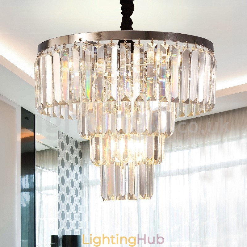 Elegant Cheap Modern 4 Tier Round Crystal Pendant Light