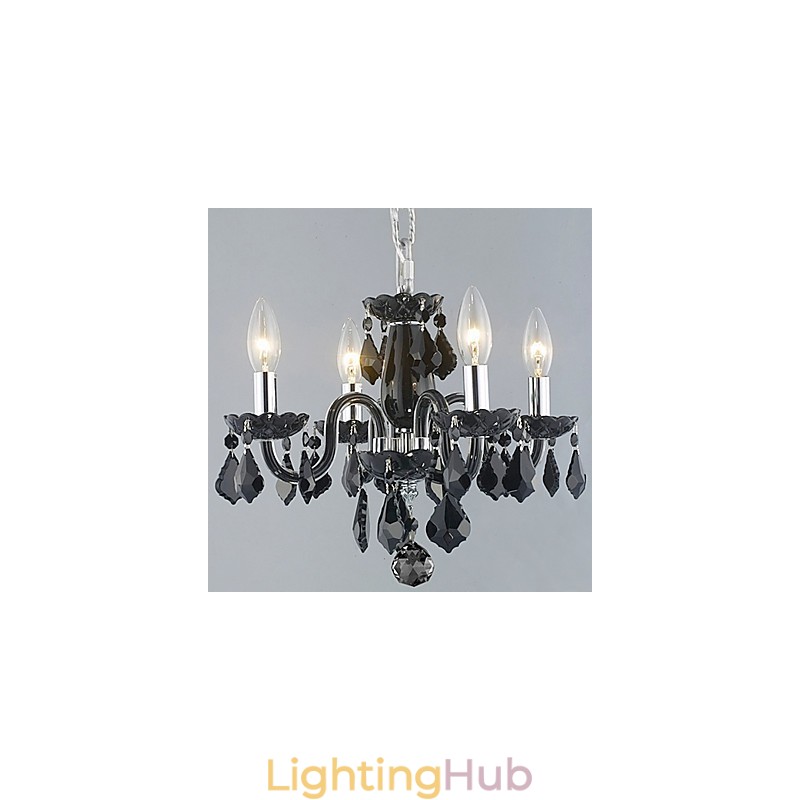 Candle Featured Crystal Chandelier with 4 Lights in Black