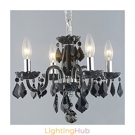 Candle Featured Crystal Chandelier with 4 Lights in Black