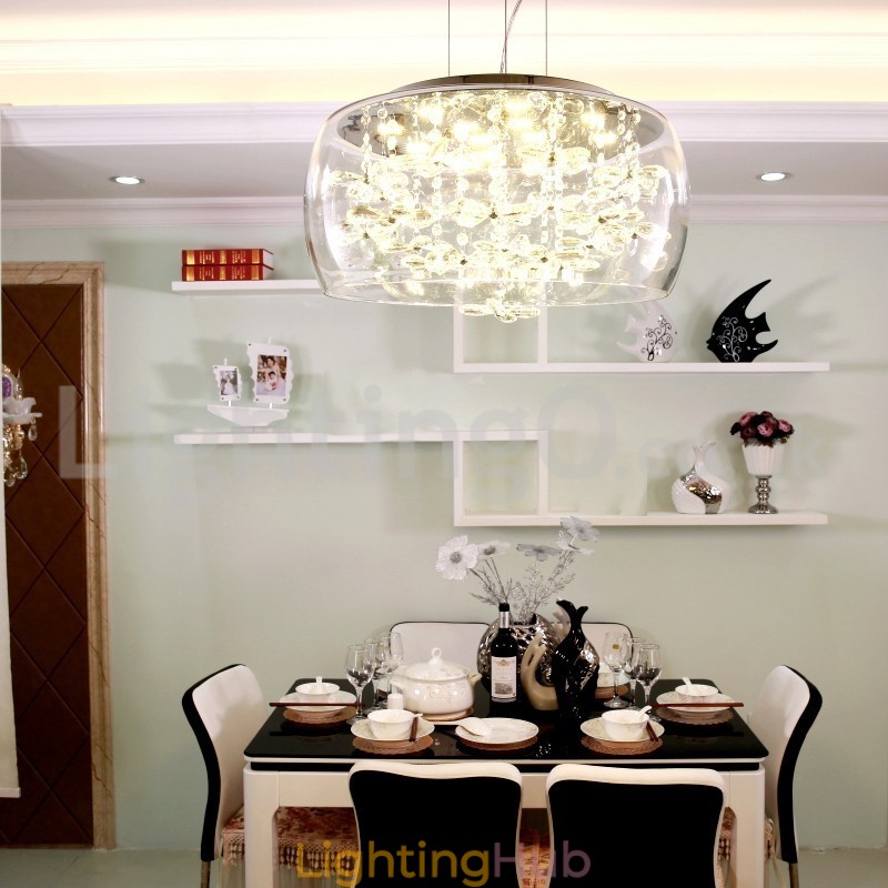 Modern 40CM 50CM Round Clear Glass Lamp Shade Crystal Pendant Light