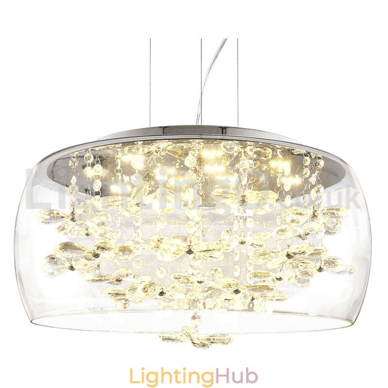 Modern 40CM 50CM Round Clear Glass Lamp Shade Crystal Pendant Light