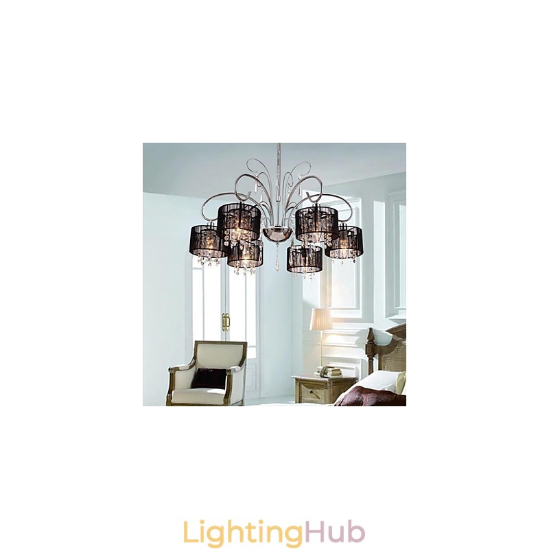 Modern Contemporary Crystal Chrome Metal Chandelier