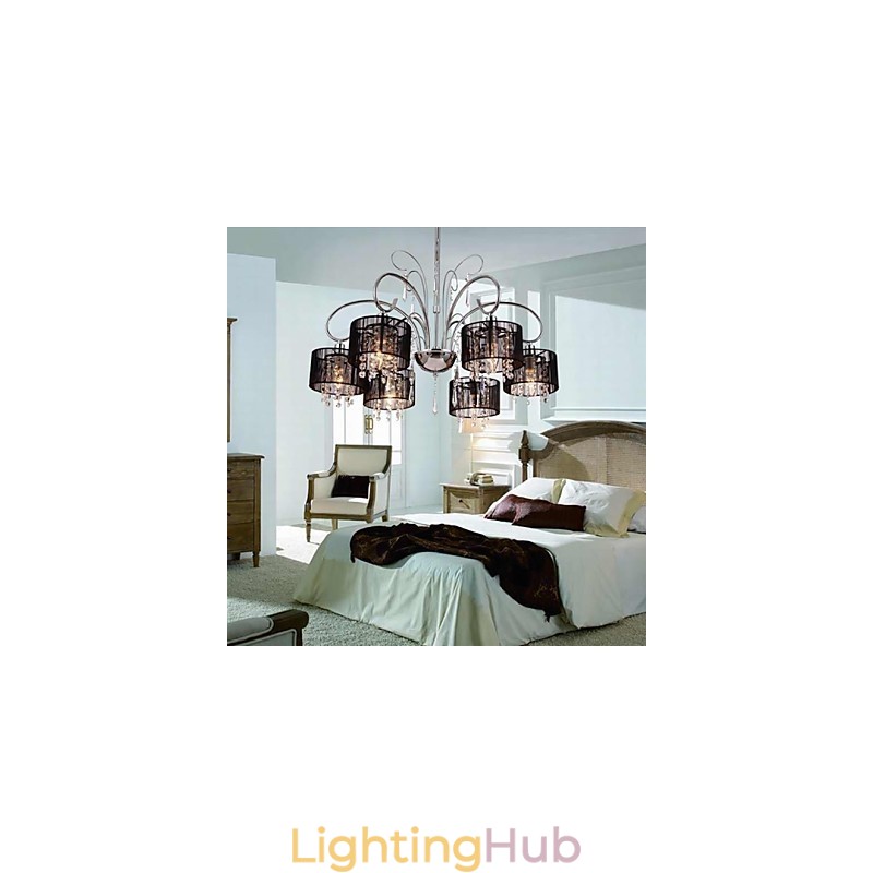Modern Contemporary Crystal Chrome Metal Chandelier