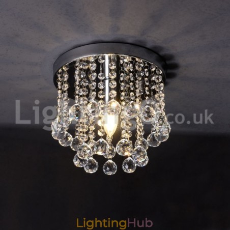 Modern Round Crystal Chandelier Porch Flush Mount Light Modern Round Crystal Chandelier Porch Flush Mount Light