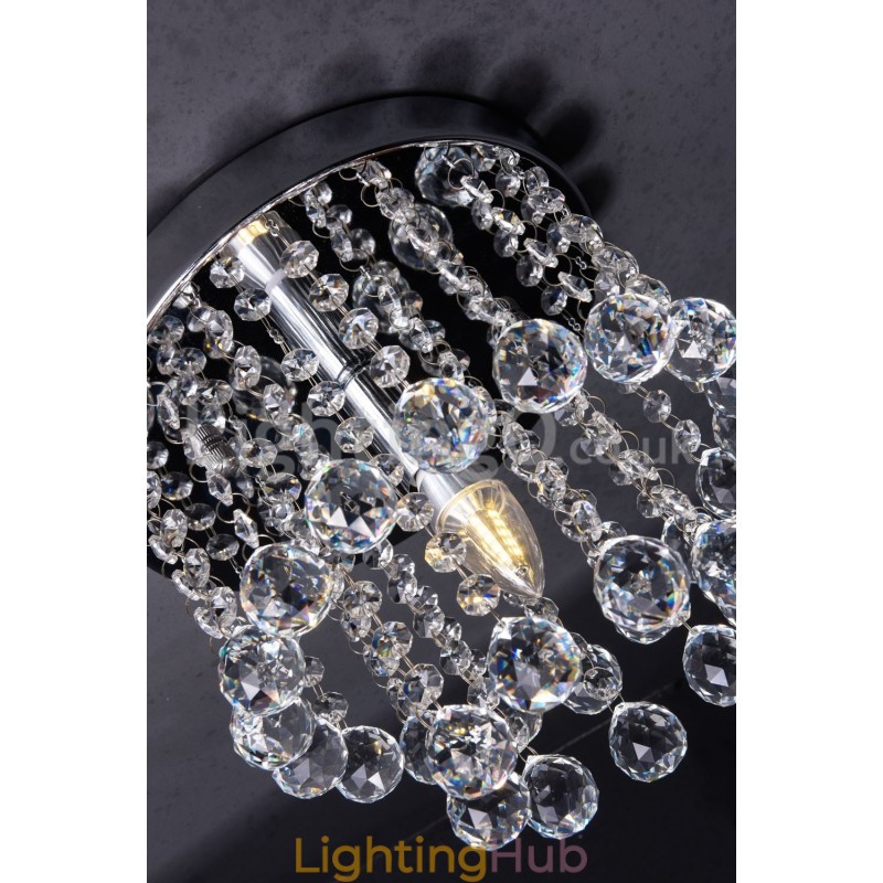 Modern Round Crystal Chandelier Porch Flush Mount Light