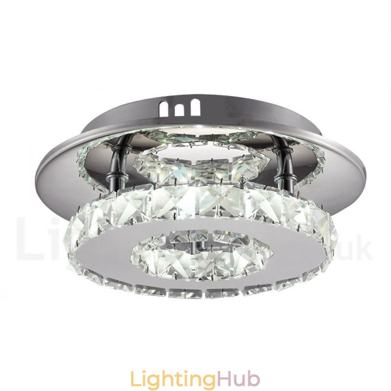 Dimmable Modern Round Crystal Flush Mounted Ceiling Lights with Remote Control