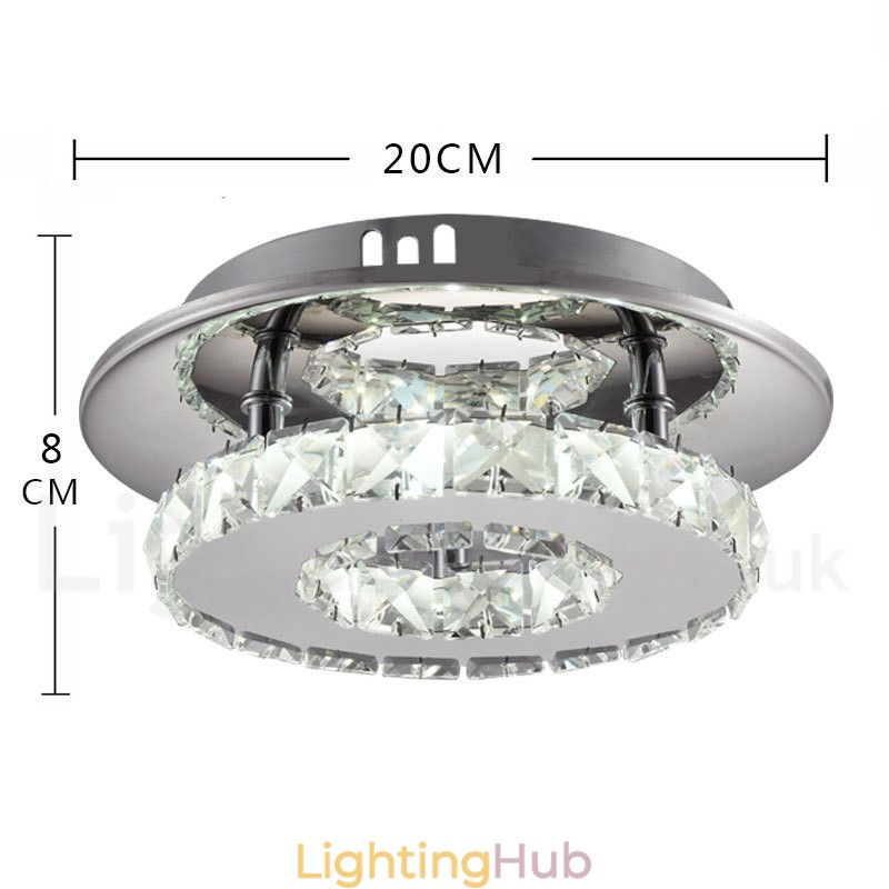 Dimmable Modern Round Crystal Flush Mounted Ceiling Lights with Remote Control