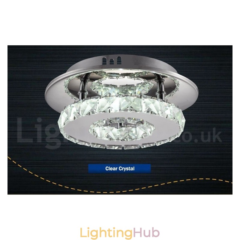 Dimmable Modern Round Crystal Flush Mounted Ceiling Lights with Remote Control
