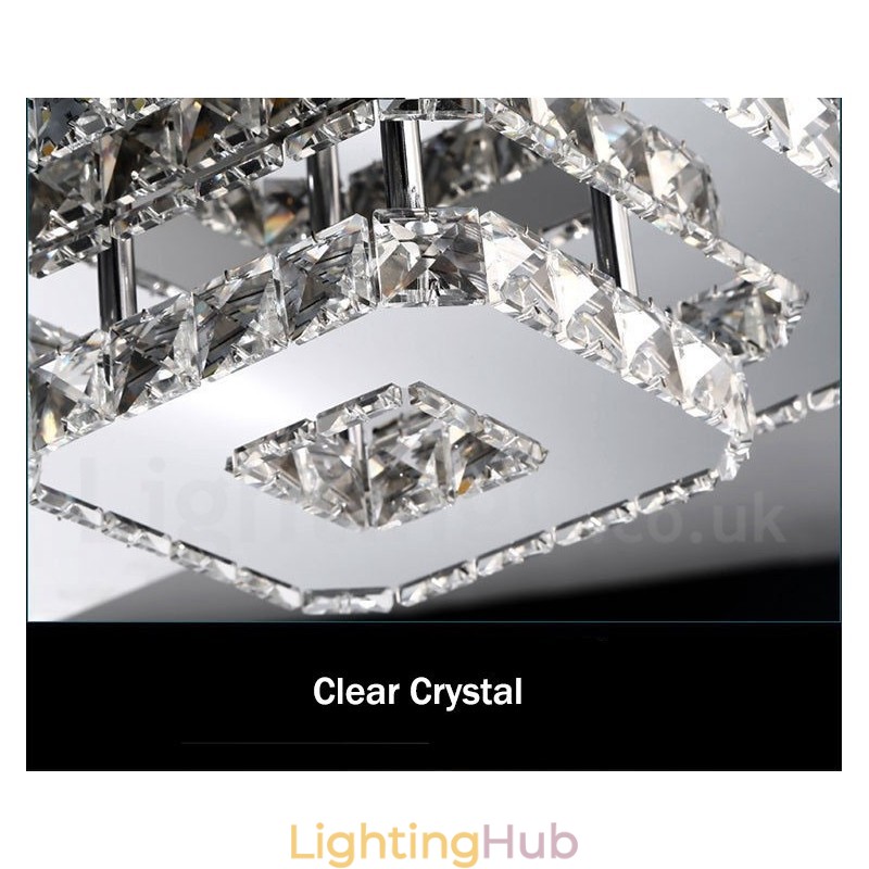 Dimmable Modern Square Crystal Flush Mounted Ceiling Lights with Remote Control