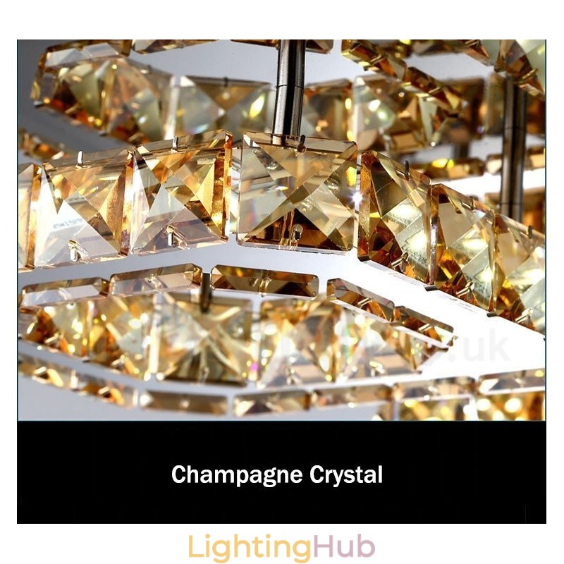 Dimmable Modern Square Crystal Flush Mounted Ceiling Lights with Remote Control