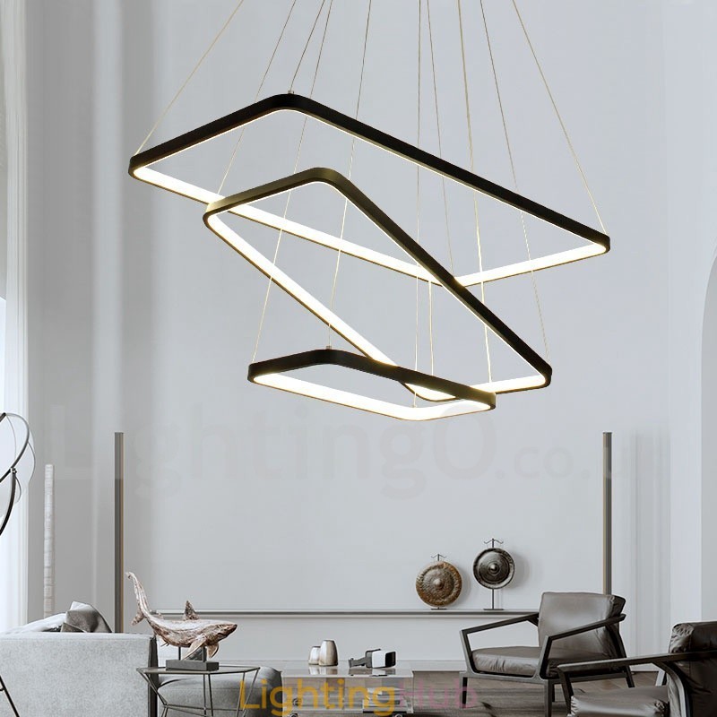 Dimmable Pendant Light with Remote Control Modern Design Three Rectangles