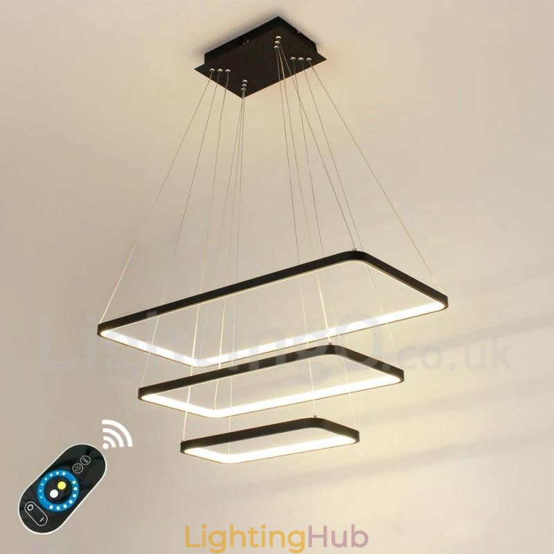 Dimmable Pendant Light with Remote Control Modern Design Three Rectangles