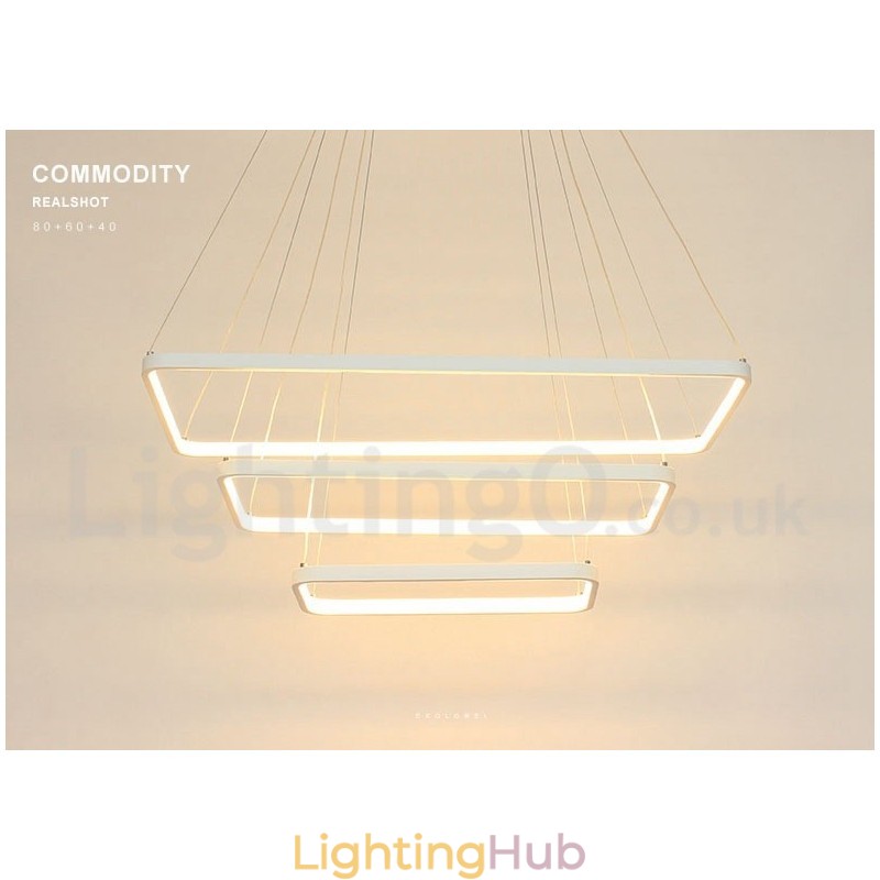 Dimmable Pendant Light with Remote Control Modern Design Three Rectangles