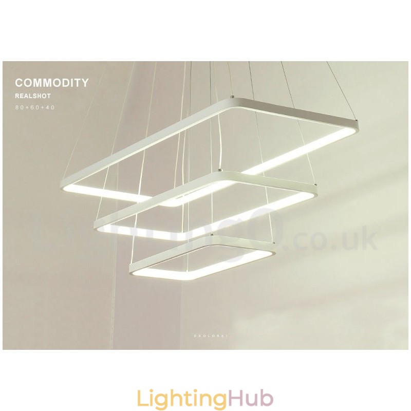 Dimmable Pendant Light with Remote Control Modern Design Three Rectangles