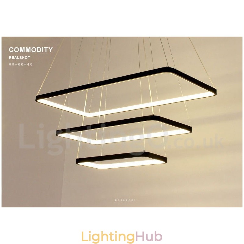 Dimmable Pendant Light with Remote Control Modern Design Three Rectangles
