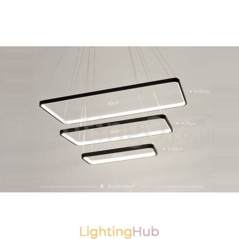 Dimmable Pendant Light with Remote Control Modern Design Three Rectangles