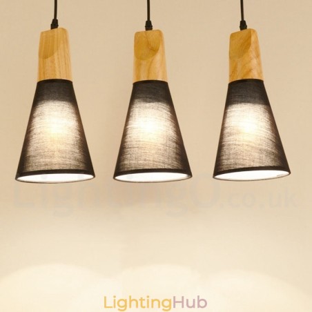 Wood Modern 1 Light 3 Lights Pendant Light with Fabric Shade Wood Modern 1 Light 3 Lights Pendant Light with Fabric Shade