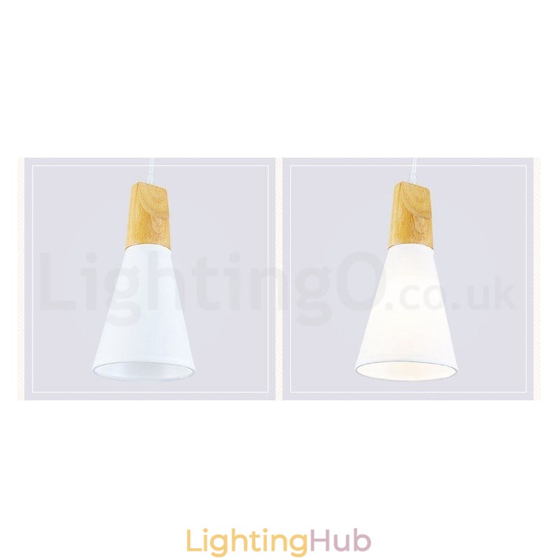Wood Modern 1 Light 3 Lights Pendant Light with Fabric Shade