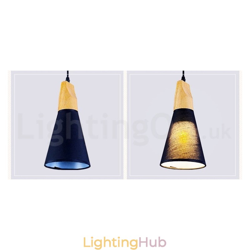 Wood Modern 1 Light 3 Lights Pendant Light with Fabric Shade