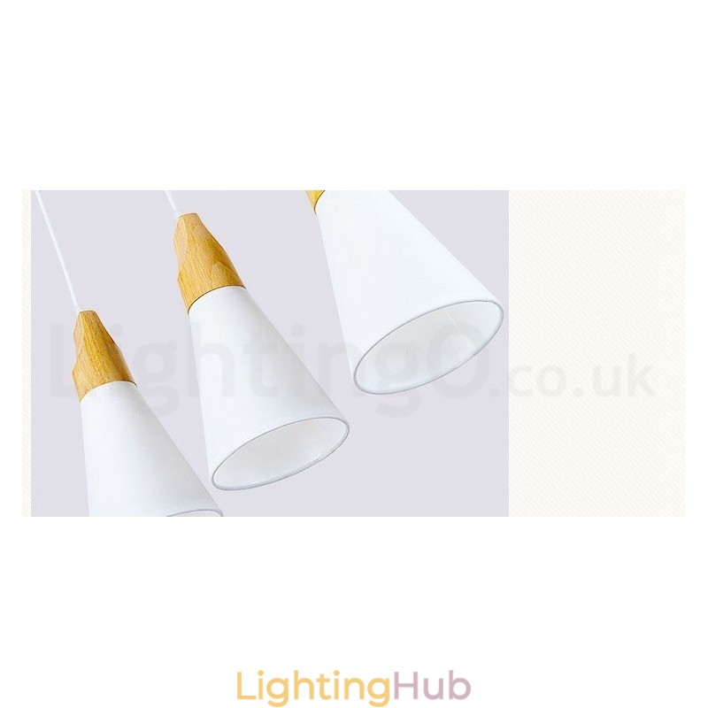Wood Modern 1 Light 3 Lights Pendant Light with Fabric Shade