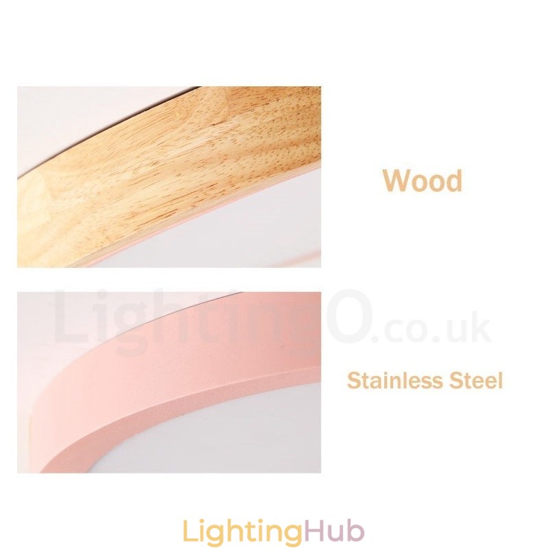 Ultra thin Multi Colour Round Wood Ceiling Lamp Solid Wood Acrylic Shade Ceiling Lamp Nordic Style