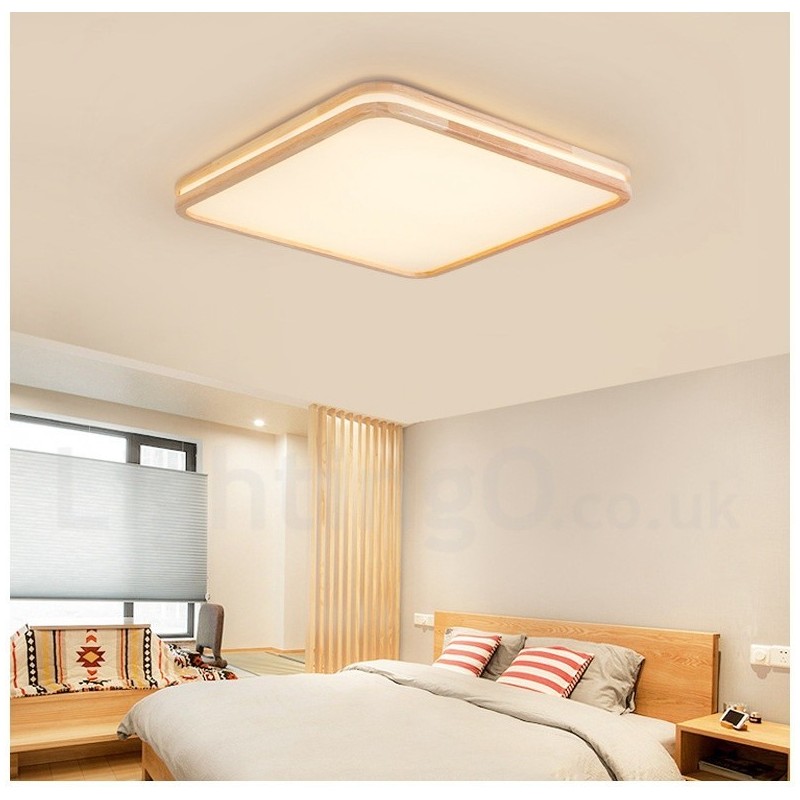 Ultra thin Round Square Rectangle Wood Ceiling Lamp Solid Wood Acrylic Shade Ceiling Lamp Nordic Style