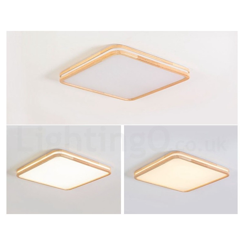 Ultra thin Round Square Rectangle Wood Ceiling Lamp Solid Wood Acrylic Shade Ceiling Lamp Nordic Style