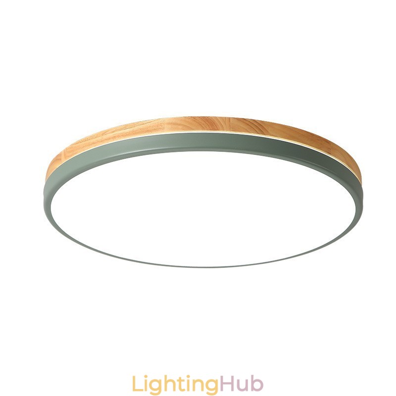 Dimmable Ultra thin Multi Colours Round Wood Ceiling Light with Acrylic Shade Ceiling Lamp Nordic Style
