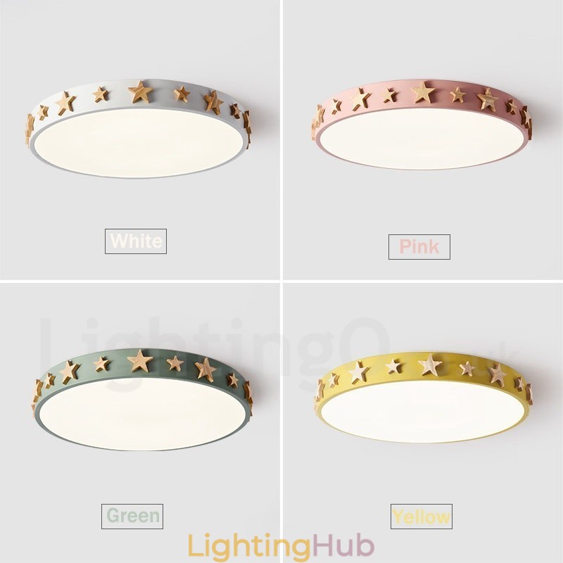 Dimmable Ultra thin Multi Colours Circular Wood Ceiling Light with Acrylic Shade Ceiling Lamp Nordic Style