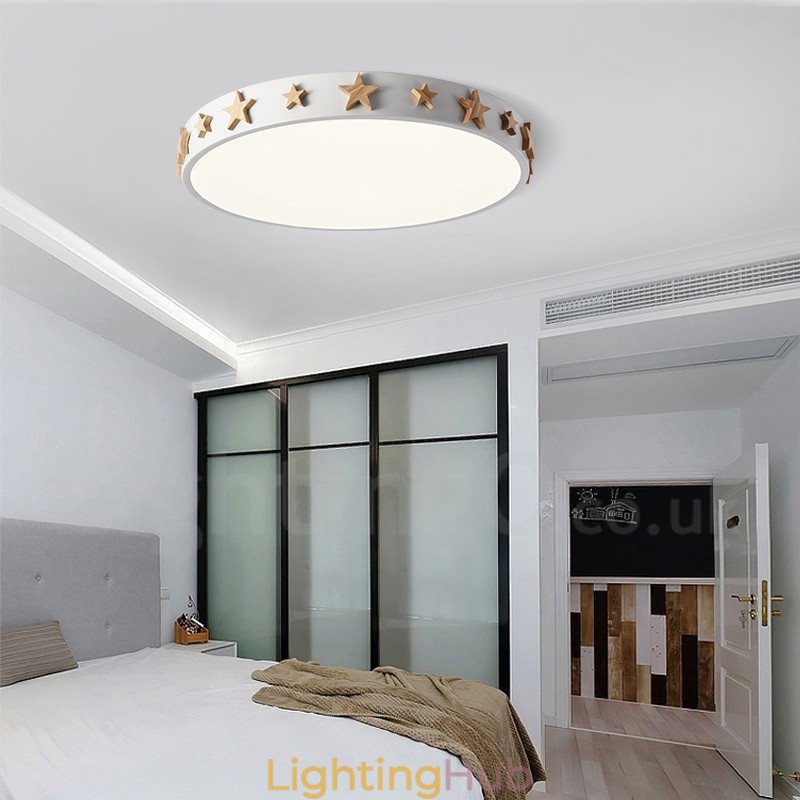 Dimmable Ultra thin Multi Colours Circular Wood Ceiling Light with Acrylic Shade Ceiling Lamp Nordic Style
