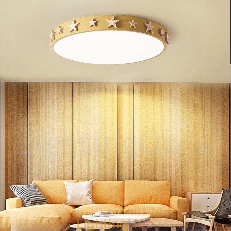 Dimmable Ultra thin Multi Colours Circular Wood Ceiling Light with Acrylic Shade Ceiling Lamp Nordic Style