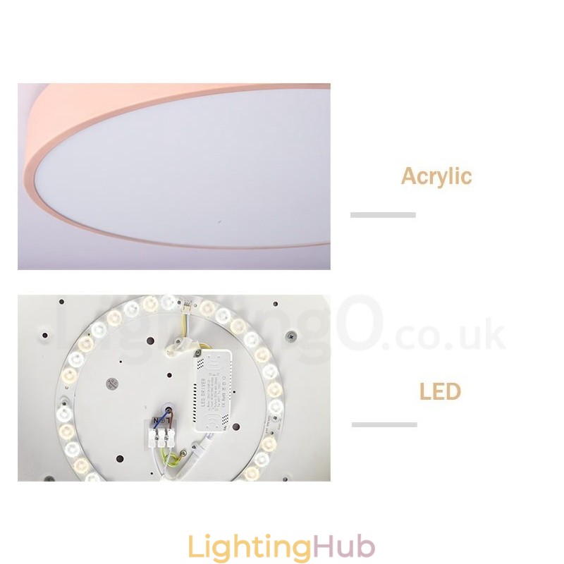 Dimmable Ultra thin Multi Colours Circular Wood Ceiling Light with Acrylic Shade Ceiling Lamp Nordic Style