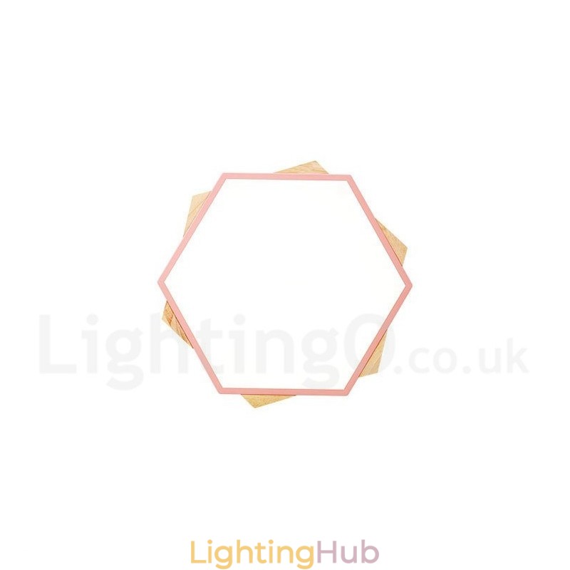 Dimmable Multi Colours Hexagon Wood Ceiling Light with Acrylic Shade Ceiling Lamp Nordic Style