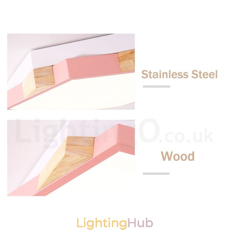 Dimmable Multi Colours Hexagon Wood Ceiling Light with Acrylic Shade Ceiling Lamp Nordic Style
