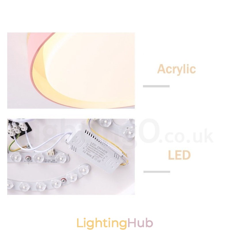 Dimmable Multi Colours Circular Wood Ceiling Light with Acrylic Shade Ceiling Lamp Nordic Style