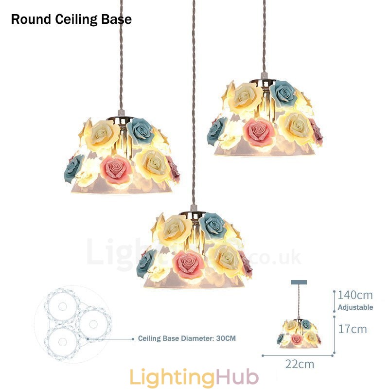 Multi Colours Flower Macaron Ceiling Pendant Light with Glass Shade Pendant Lamp
