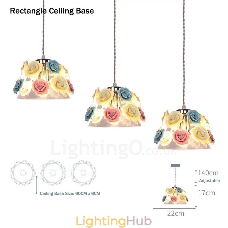 Multi Colours Flower Macaron Ceiling Pendant Light with Glass Shade Pendant Lamp