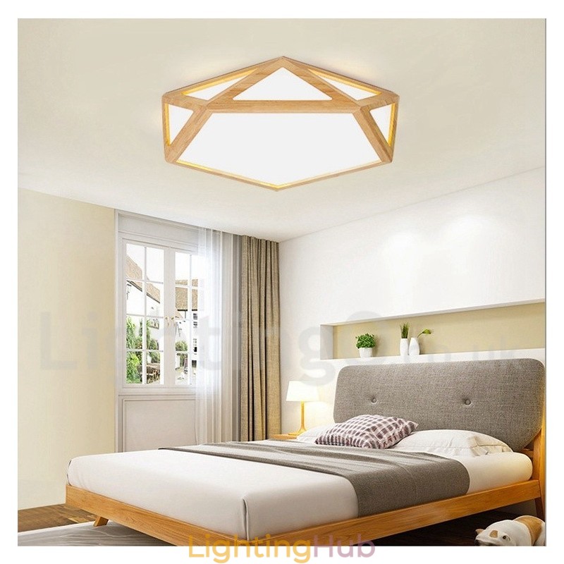 Dimmable Multi Styles Wood Ceiling Light with Acrylic Shade Ceiling Lamp Nordic Style