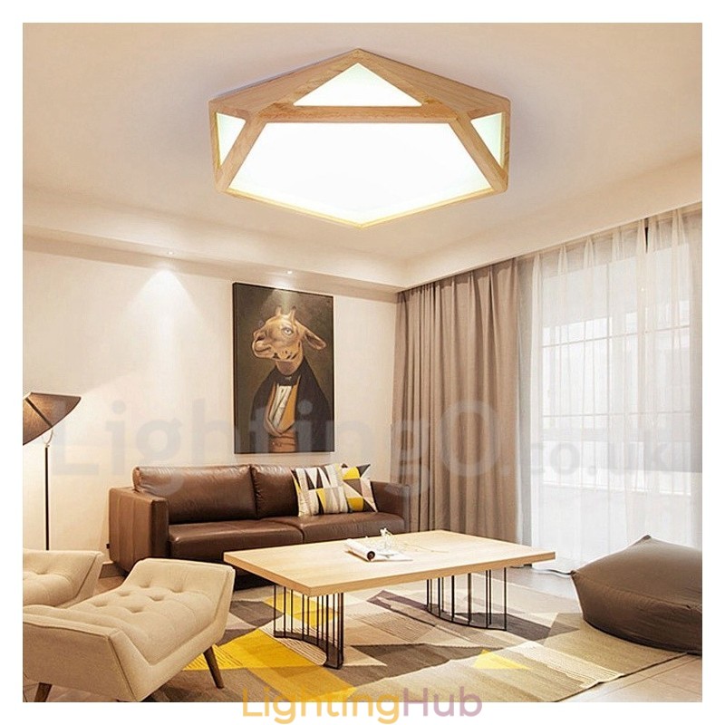Dimmable Multi Styles Wood Ceiling Light with Acrylic Shade Ceiling Lamp Nordic Style