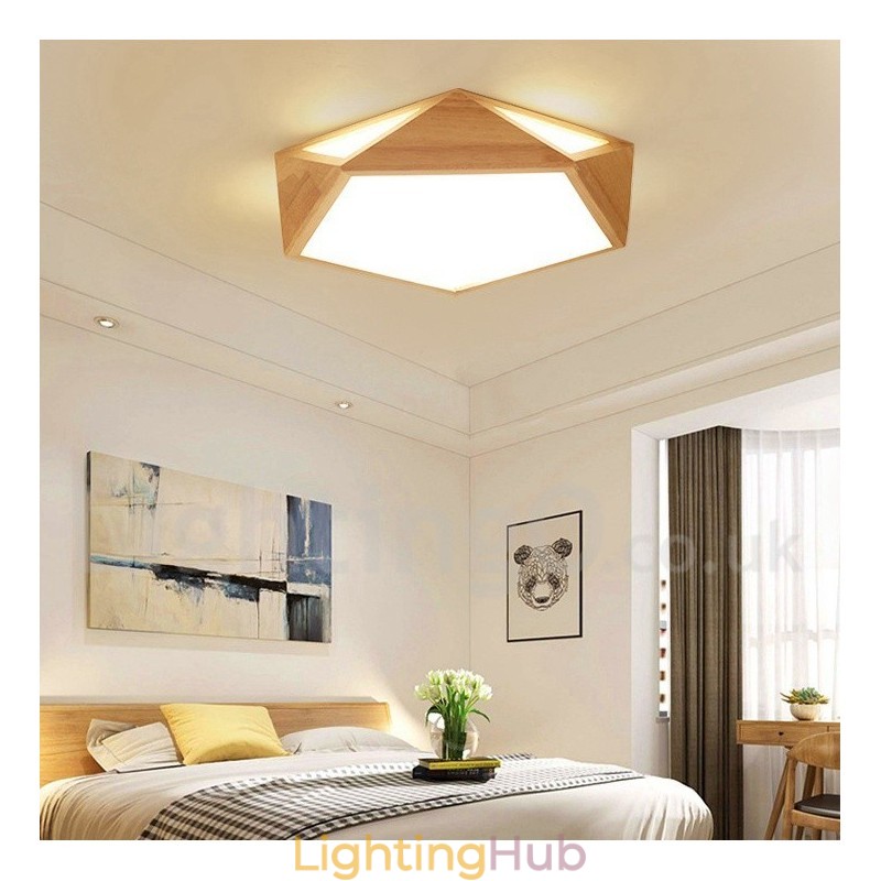 Dimmable Multi Styles Wood Ceiling Light with Acrylic Shade Ceiling Lamp Nordic Style