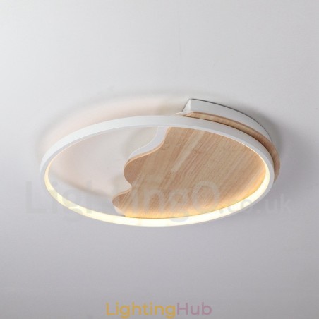 Dimmable White Cloud Round Wood Ceiling Light Ultrathin Ceiling Lamp Also Can Be Used As Wall Light