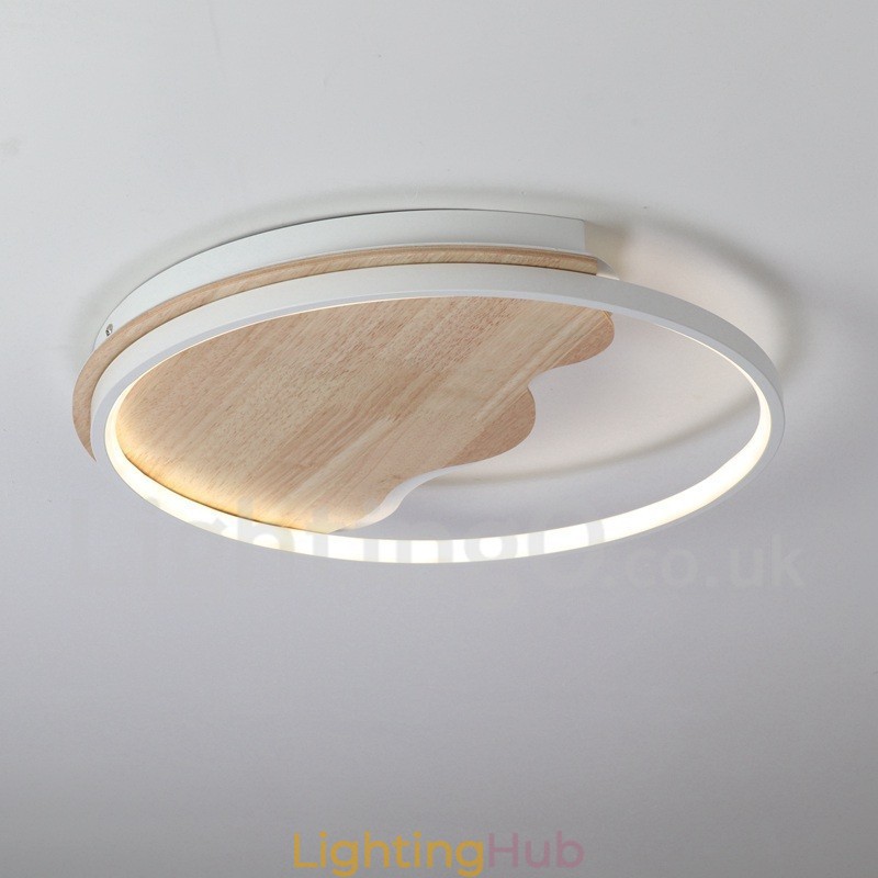 Dimmable White Cloud Round Wood Ceiling Light Ultrathin Ceiling Lamp Also Can Be Used As Wall Light