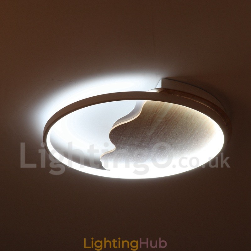 Dimmable White Cloud Round Wood Ceiling Light Ultrathin Ceiling Lamp Also Can Be Used As Wall Light